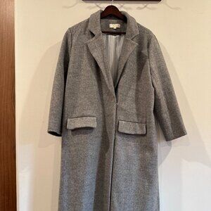 Women's Longline Trenchcoat, Gray Wool-look, Size M/L